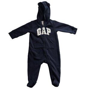 Baby Gap Navy Blue Hooded Footed Zip-Up Sweatshirt Outfit  Size 3-6 Months